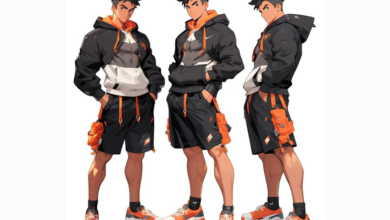 buff anime boy model front and side view